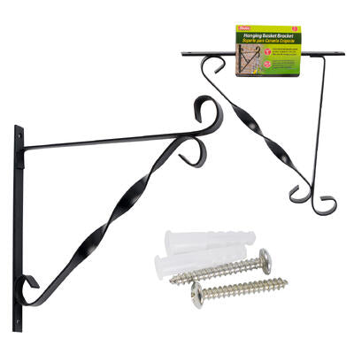 hanging basket brackets - 10 in - black -- 24 per case