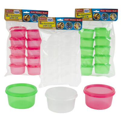 10pc mini containers set - assorted colors -- 24 per case