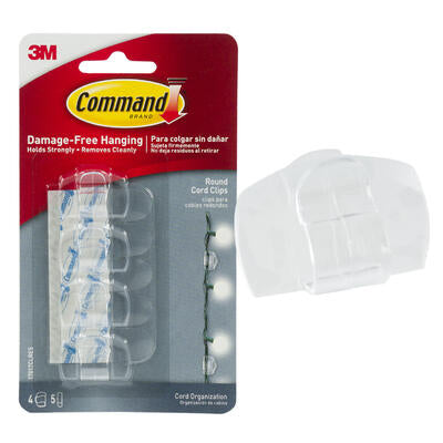 4pk command round cord clips - - bulk -- 24 per case