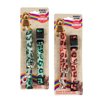 2pc dog collar w/leash - small -- 48 per case