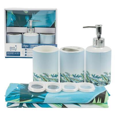 16pc palm leaves bathroom set -  -- 16 per case