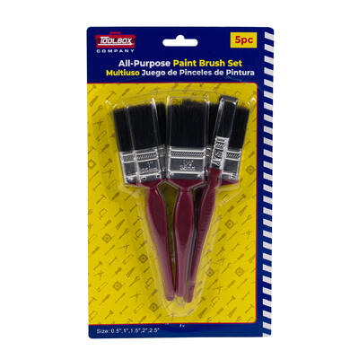 5pc paint brush set - wooden handle -- 24 per case