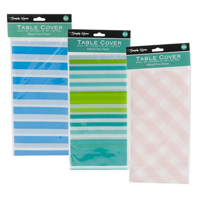 simple home stripe table covers - 84x54 - 3 assorted colors -- 72 per case