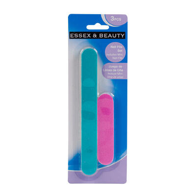 3pc nail file sets - pink/green/blue -- 48 per case