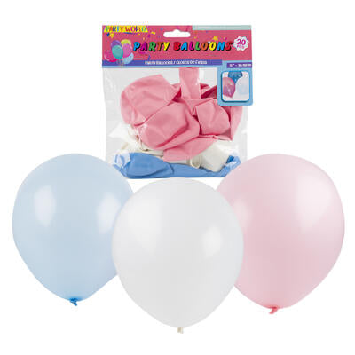 12 in multicolored balloons - 20 count  -- 48 per case