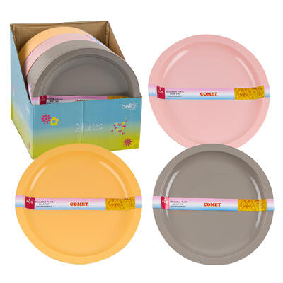 2pc plastic plate- 10 d - assorted colors -- 50 per case