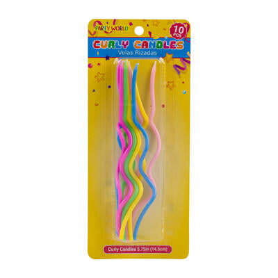 multicolored curly candles - 10pc -- 72 per case