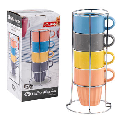 4pc mr. handy coffee mug set - assorted colors  -- 12 per case