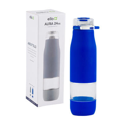 ello aura water bottle - 24oz - blue -- 12 per case