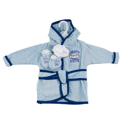 baby robe and bootie sets - blue -- 24 per case