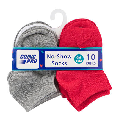 boys no show socks - 10 pack - 0-12m -- 48 per case