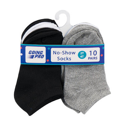 boys no show socks - 10 pack - sizes 2t-4t -- 48 per case