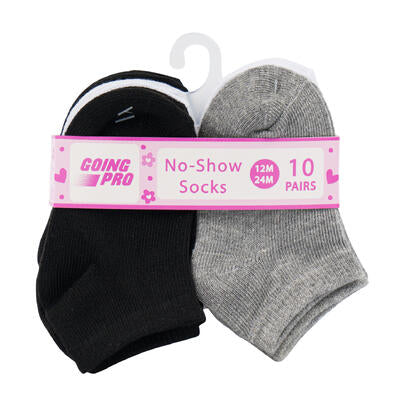 girls no show socks 12-24m - 10 pack -- 48 per case