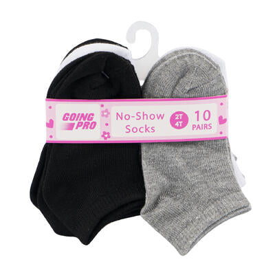 girls no show socks 10pk - 2t-4t - bulk pack 48 -- 48 per case