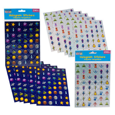 hologram stickers - 240 pieces - 2 assortments -- 48 per case