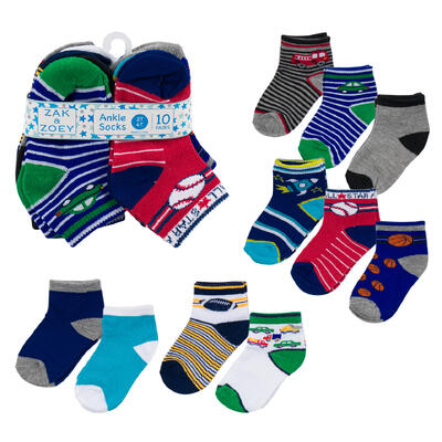 boys ankle socks - 2t-4t - assorted designs -- 48 per case