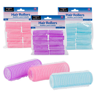 10pc hair roller set - small - 3 assorted colors -- 72 per case
