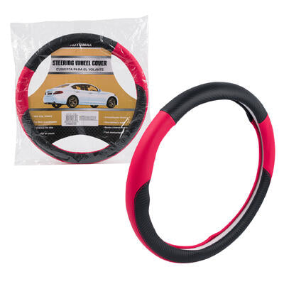 14 inch steering wheel covers - black & red -- 12 per case