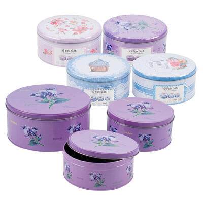 6pc home sweet home tin canister set -- 24 per case