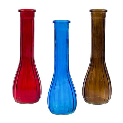 9 inch glass vases - 3 assortments -- 24 per case