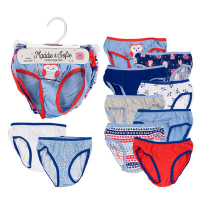 10 pack panties - 2t-4t - assorted colors -- 72 per case