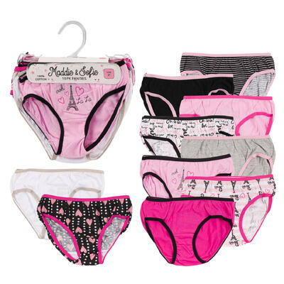 girls panties 10-pack - 2t-4t - assorted colors -- 72 per case