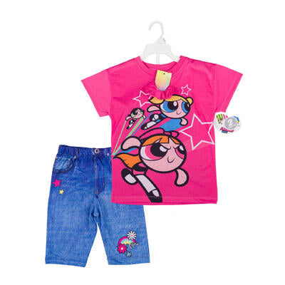 2pc powerpuff girls t-shirt and shorts set -- 48 per case