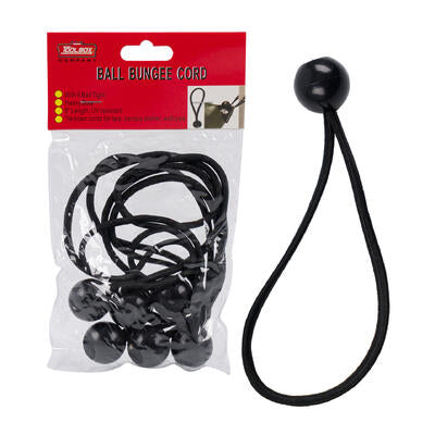 ball bungee cords-6pk - 6 d-rings - black -- 48 per case