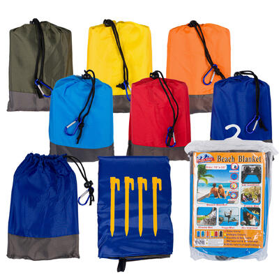 waterproof beach mat - 7w x 5h - assorted colors -- 24 per case
