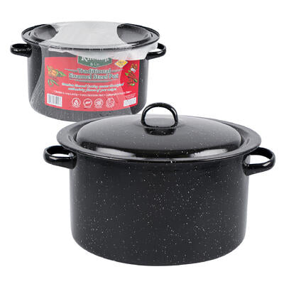 10qt speckled black enamel steel pot -- 4 per case