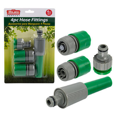 4pc hose fittings - green and grey -- 24 per case