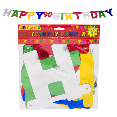 90 piece happy birthday letters garland - bulk -- 72 per case