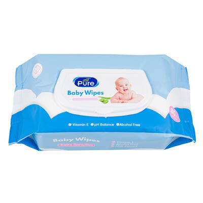 all pure baby powder wipes - 80 count - blue -- 24 per case