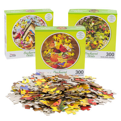 300 piece backyard birds round puzzle  -- 6 per case