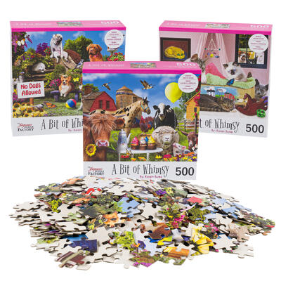 500 piece whimsy puzzles - assorted styles - 6 pack -- 6 per case