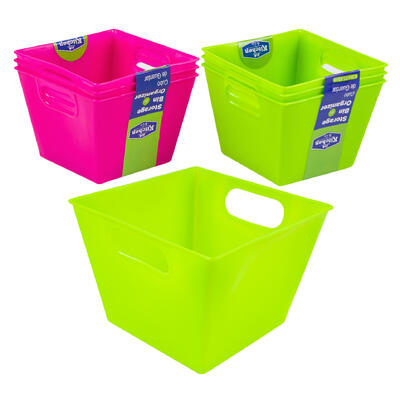 3pk square storage bin- 4.5 - 2 assortments -- 48 per case