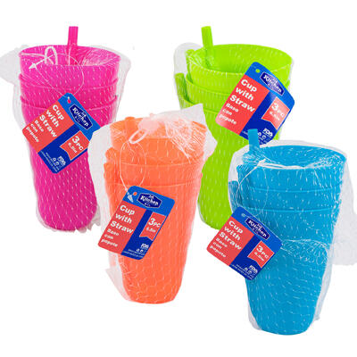 3pc cup w straw- 5.5 - 4 assortments -- 48 per case