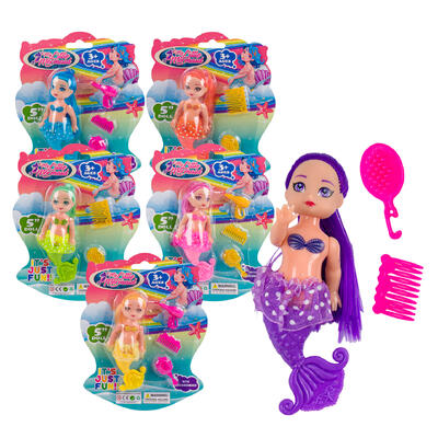 mermaid doll w accessories- 5 - 6 assorted colors -- 36 per case