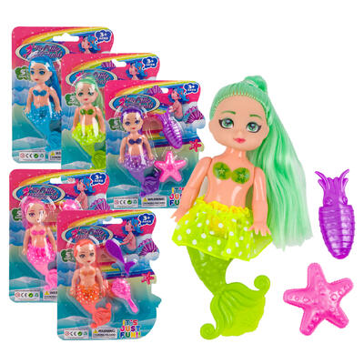 mermaid doll- 5 - 6 assorted colors -- 36 per case