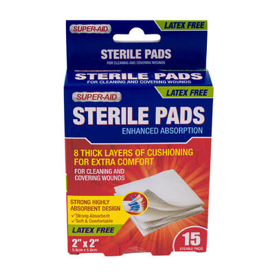 super- aid 15pc gauze pads- 2x2 -- 48 per case