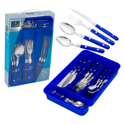 casual living 24pc stainless steel flatware set -- 6 per case