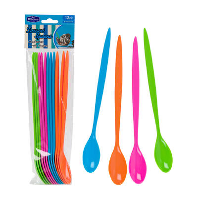 12pc dessert spoon- 8.5 - assorted colors -- 48 per case