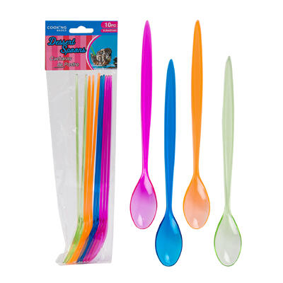 10pc dessert spoon- 8.5 - assorted colors -- 48 per case