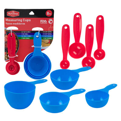 8pc measuring cup set- 2 assorted colors -- 48 per case