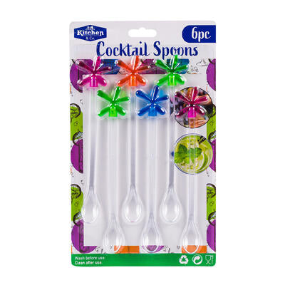 6pc cocktail spoon- 7.6 - assorted flower colors -- 48 per case