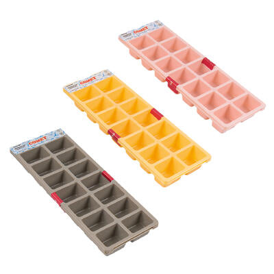 2pc plastic ice tray- 9.5x3.5 - assorted colors -- 48 per case