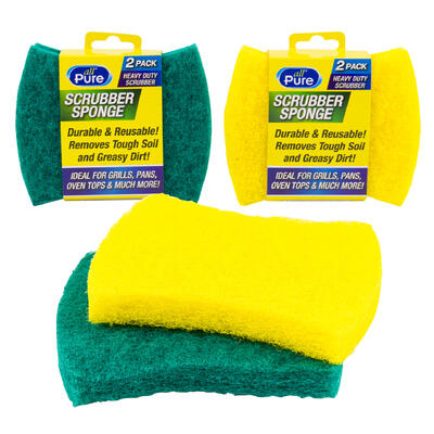 all pure 2pc scrub sponge- 2 assorted colors -- 48 per case