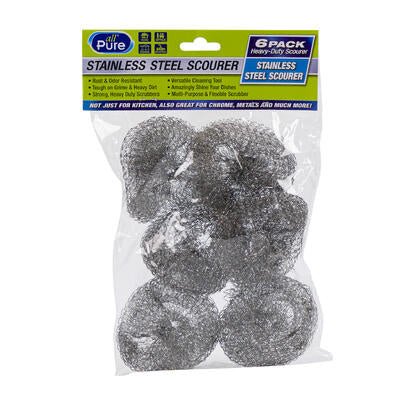 all pure 6pc stainless steel scourer -- 48 per case