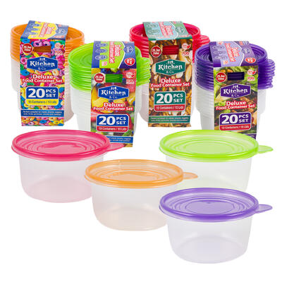 20pc round food container set -- 24 per case