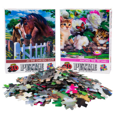 300pc 3d cats horses puzzle- 2 assortments -- 6 per case